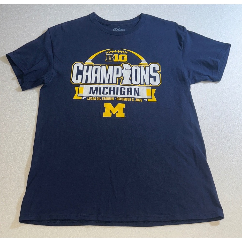 Blue 84 Michigan Wolverines Big Ten Champions 2022 Navy Blue T-Shirt Mens Medium